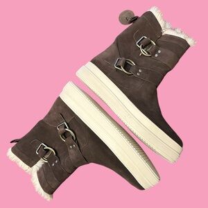 New. Never Worn. Brown Suede J/Slides Moto Sneaker Boots - Size 10 - Faux Fur